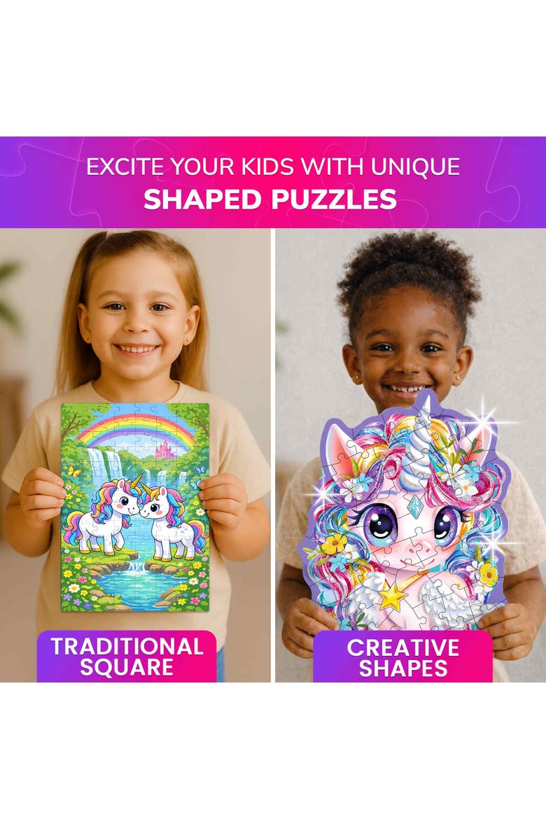 Kids Jigsaw Puzzles Shimmer & Animal Puzzle Set - 48 Piece, Alternate, color, Princess, Mermaid, Unicorn