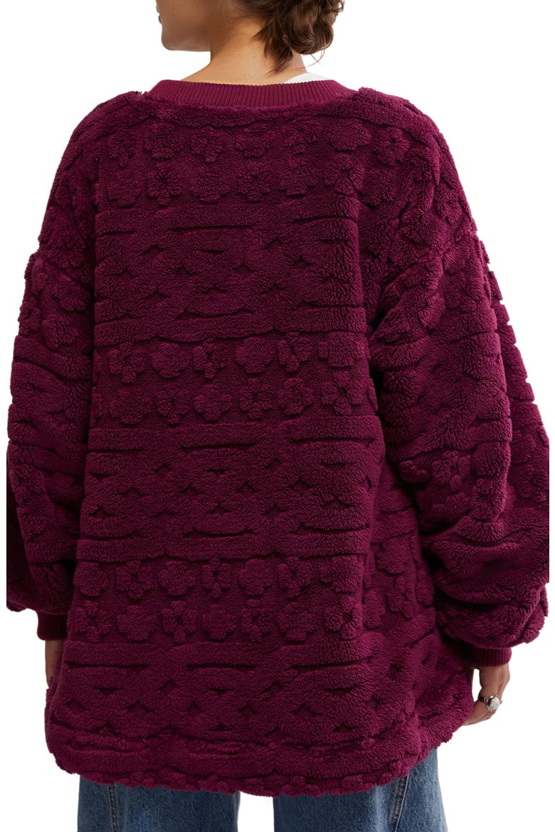 Oversize Faux Fur Sweatshirt, Alternate, color, BERRY COMBO
