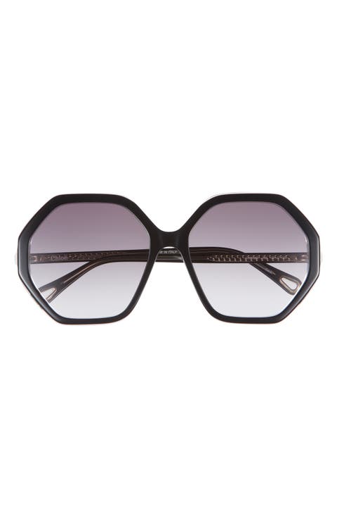 58mm Geometric Oversize Sunglasses