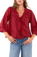 Billy T Fable Floral Lace Trim Cotton Blend Button-Up Shirt