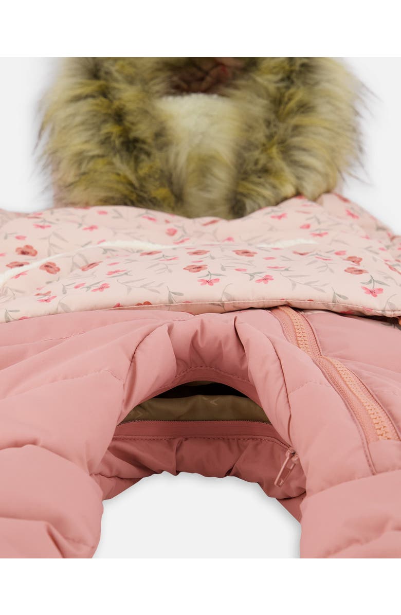 Deux par Deux One-Piece Snug Snowsuit Designed for Car Seat, Alternate, color, Pink Mini Flowers