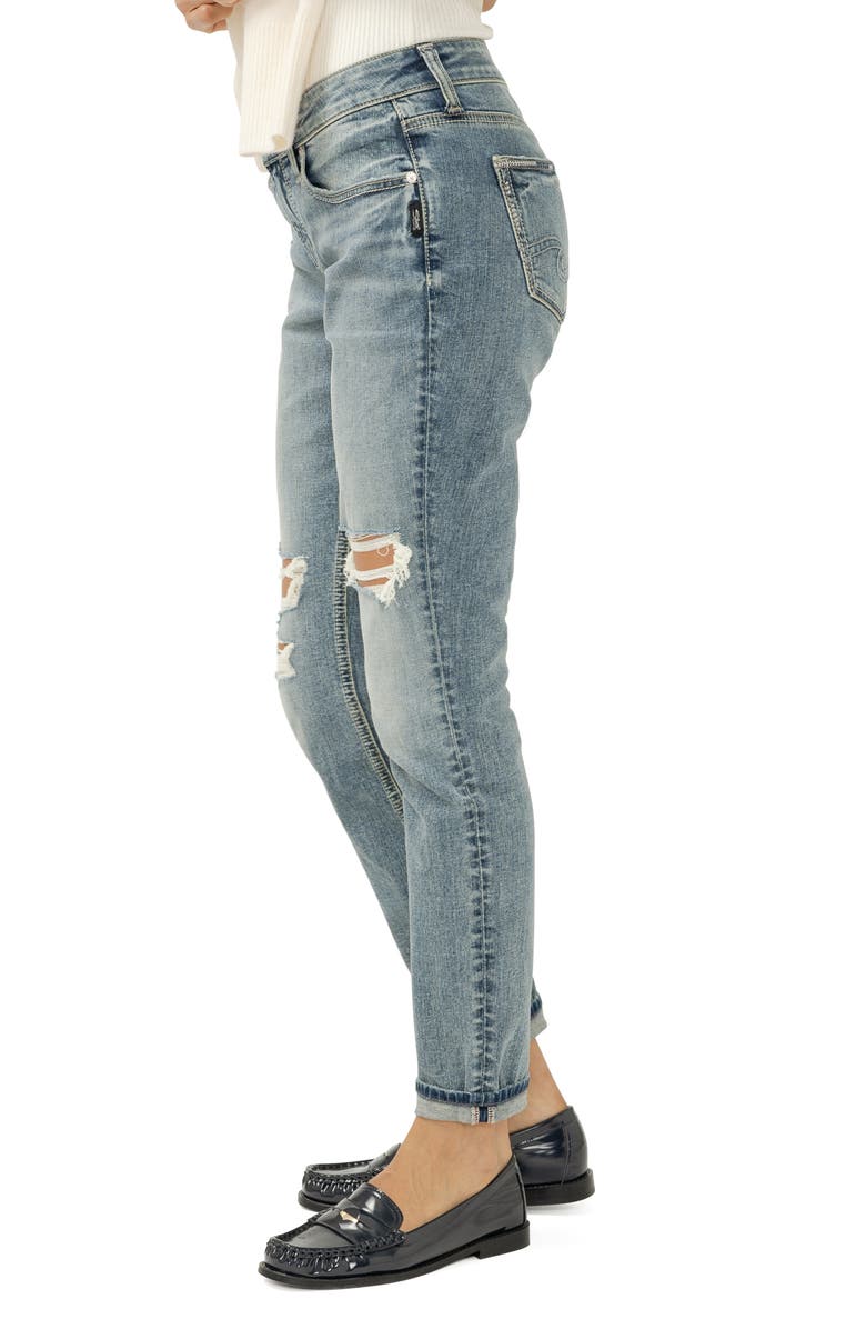 Silver Jeans Co. Ripped Girlfriend Jeans, Alternate, color, Camden