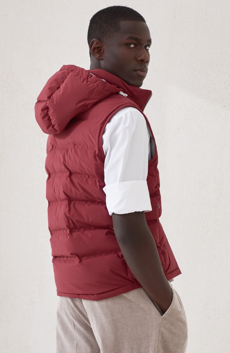 Brunello Cucinelli Taffeta down vest, Alternate, color, Purple-Red