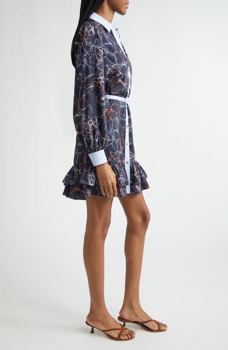 Cinq à Sept Malvia Floral Print Long Sleeve Shirtdress, Alternate, color, Navy Multi
