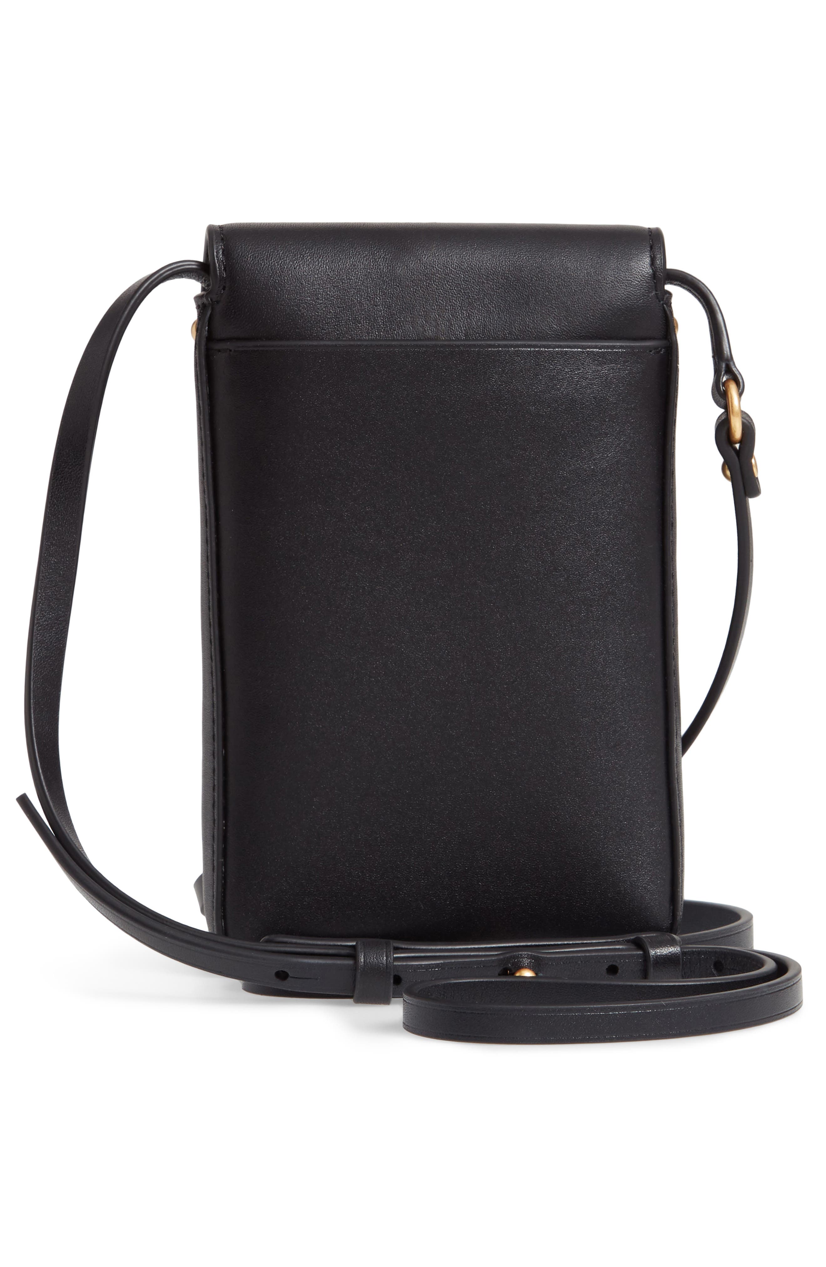 Miller Leather Phone Crossbody Bag, Alternate, color, BLACK
