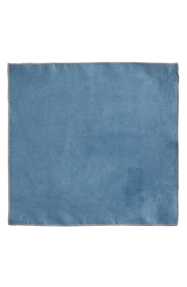 CLIFTON WILSON Solid Cotton Pocket Square, Alternate, color, Steel Blue