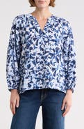 Caslon® Long Sleeve Printed Popover Top