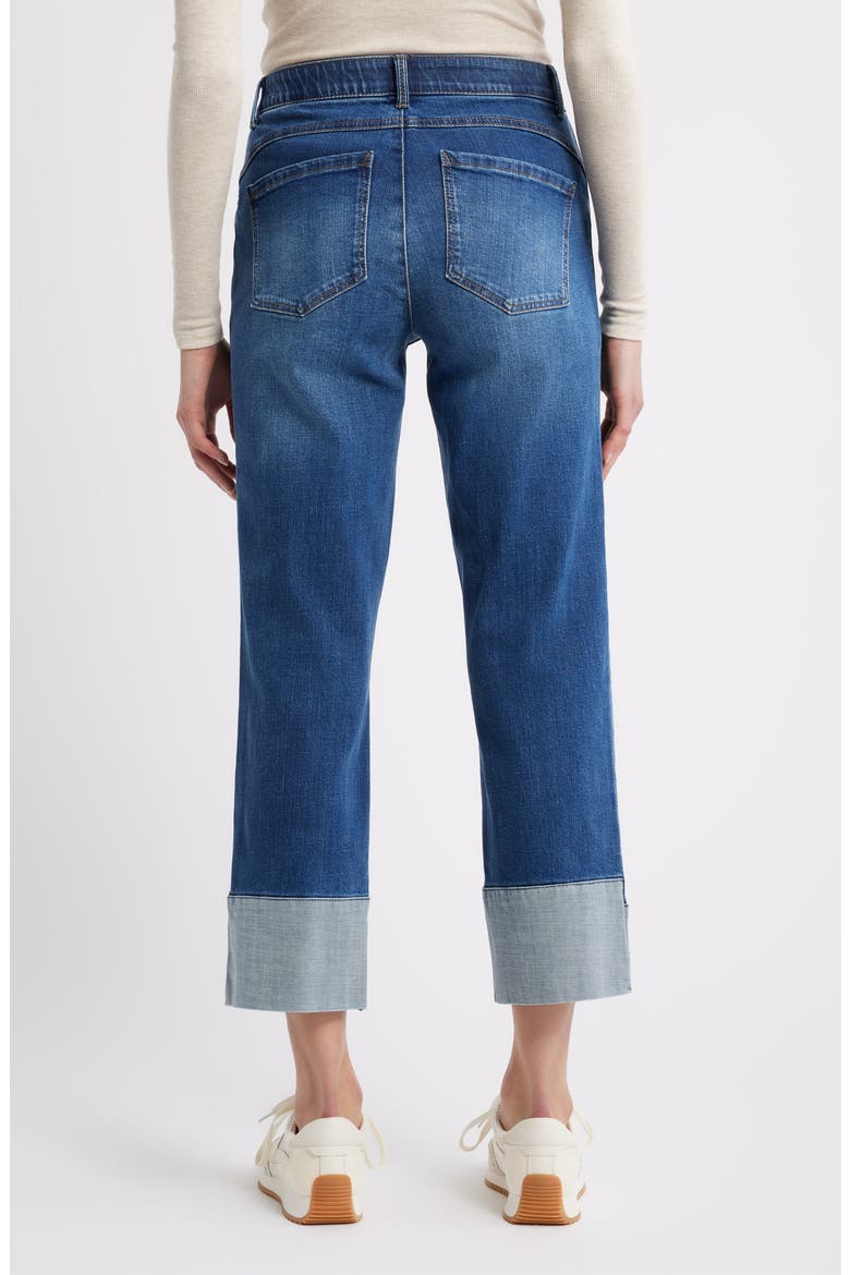 High Waist Cuff Hem Jeans, Alternate, color, BLUE