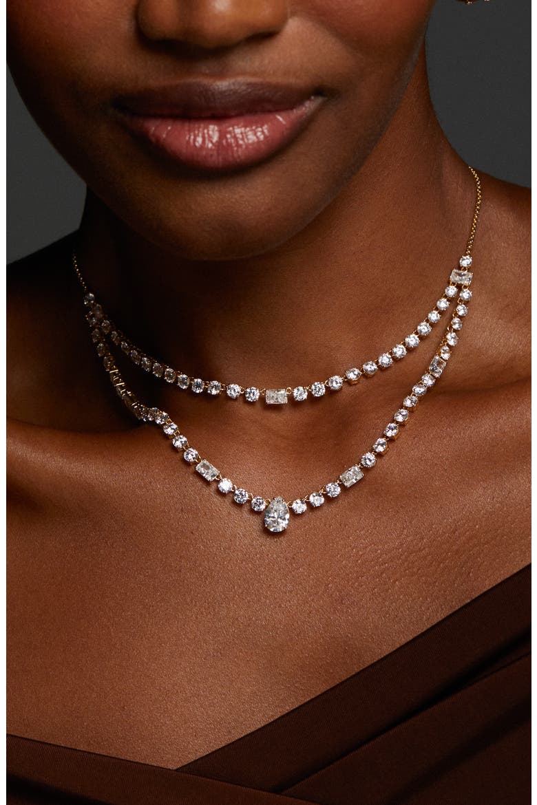 Everleigh Cubic Zirconia Collar Necklace, Alternate, color, GOLD