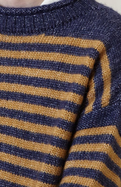 Oyun Striped Guernsey Sweater In Navy/golden