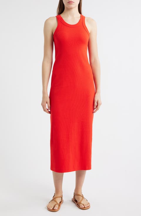 Everyday Rib Stretch Cotton Midi Tank Dress