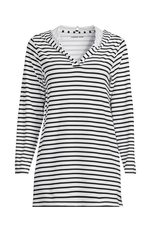 LANDS' END LANDS' END COTTON JERSEY LONG SLEEVE HOODED SWIM COVER-UP DRESS