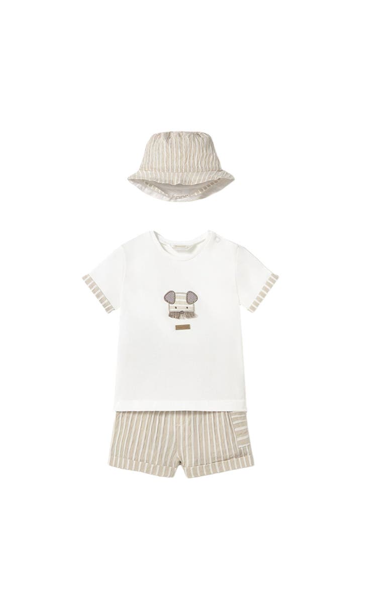 Mayoral 3 Piece Shorts Set, Main, color, Beige