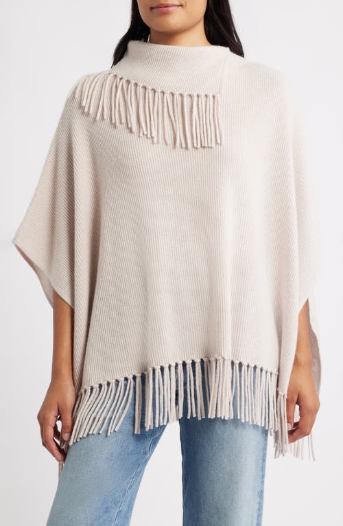 Margaret O'leary Fringe Trim Cashmere Poncho In White