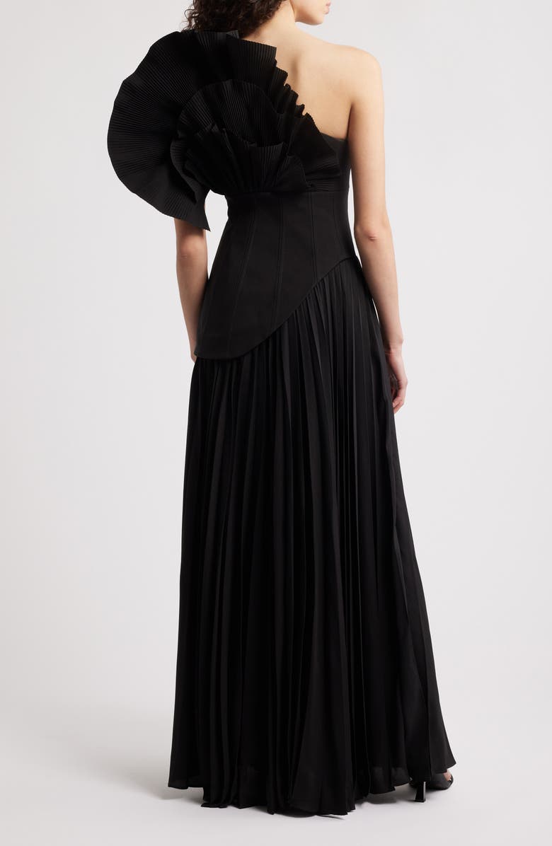 Acler Whittington Ruffle One-Shoulder Gown, Alternate, color, Black