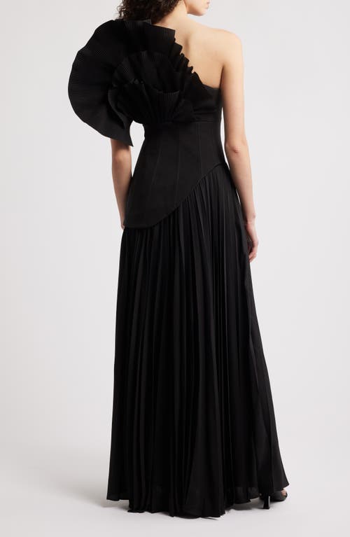 Acler Whittington Ruffle One-shoulder Gown In Black