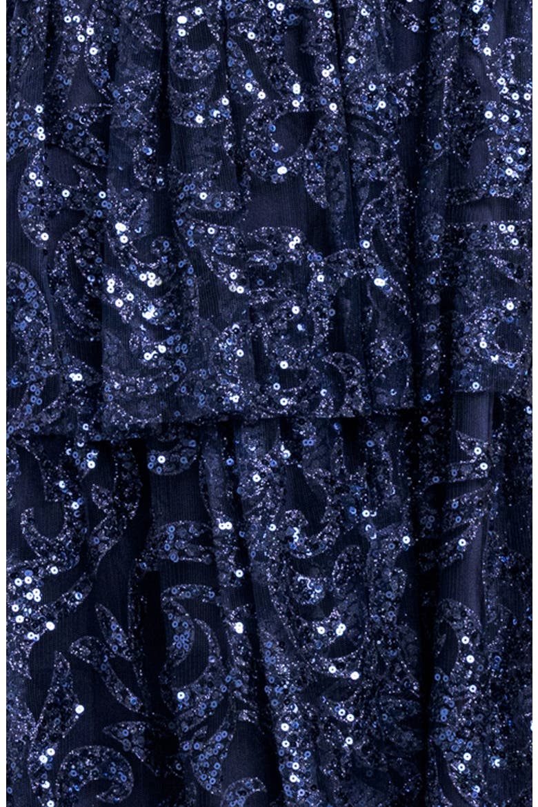 Sequin Tiered Fit & Flare Cocktail Minidress, Alternate, color, NAVY