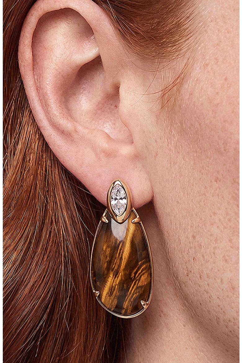 Majestic Stone Drop Earrings, Alternate, color, TIGERS EYE