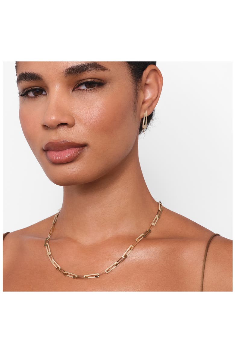 14K Gold Laser Interlocking Drop Earrings, Alternate, color, GOLD