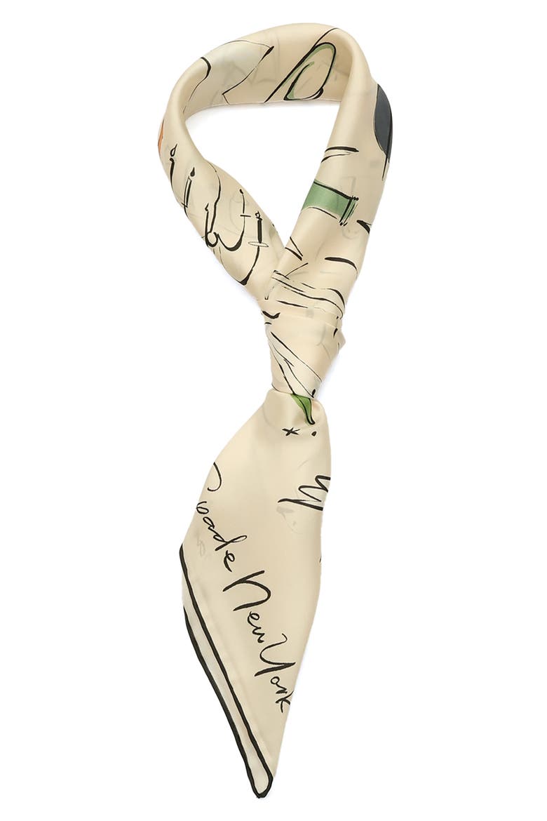 new york dream silk square scarf, Alternate, color, IVORY MULTI