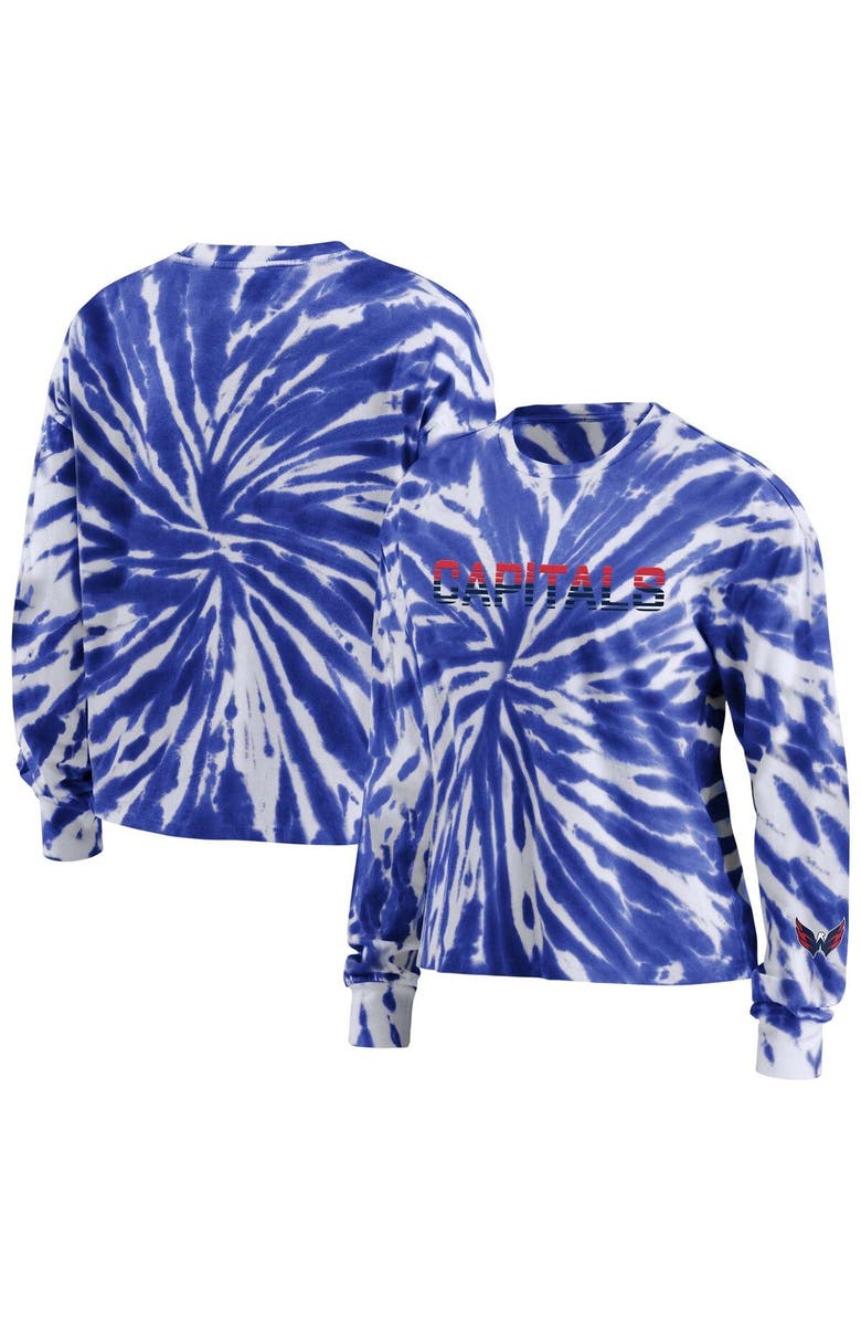 WEAR by Erin Andrews Women's WEAR by Erin Andrews Navy Washington Capitals Tie-Dye Long Sleeve T-Shirt, Main, color,