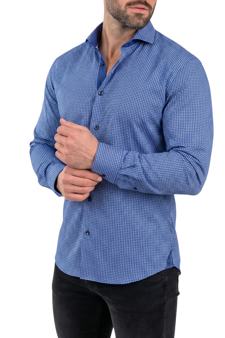Einstein Contemporary Fit Button-Up Shirt, Alternate, color, BLUE