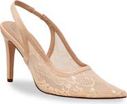 CHASE AND CHLOE Bethany Floral Lace Slingback Pump