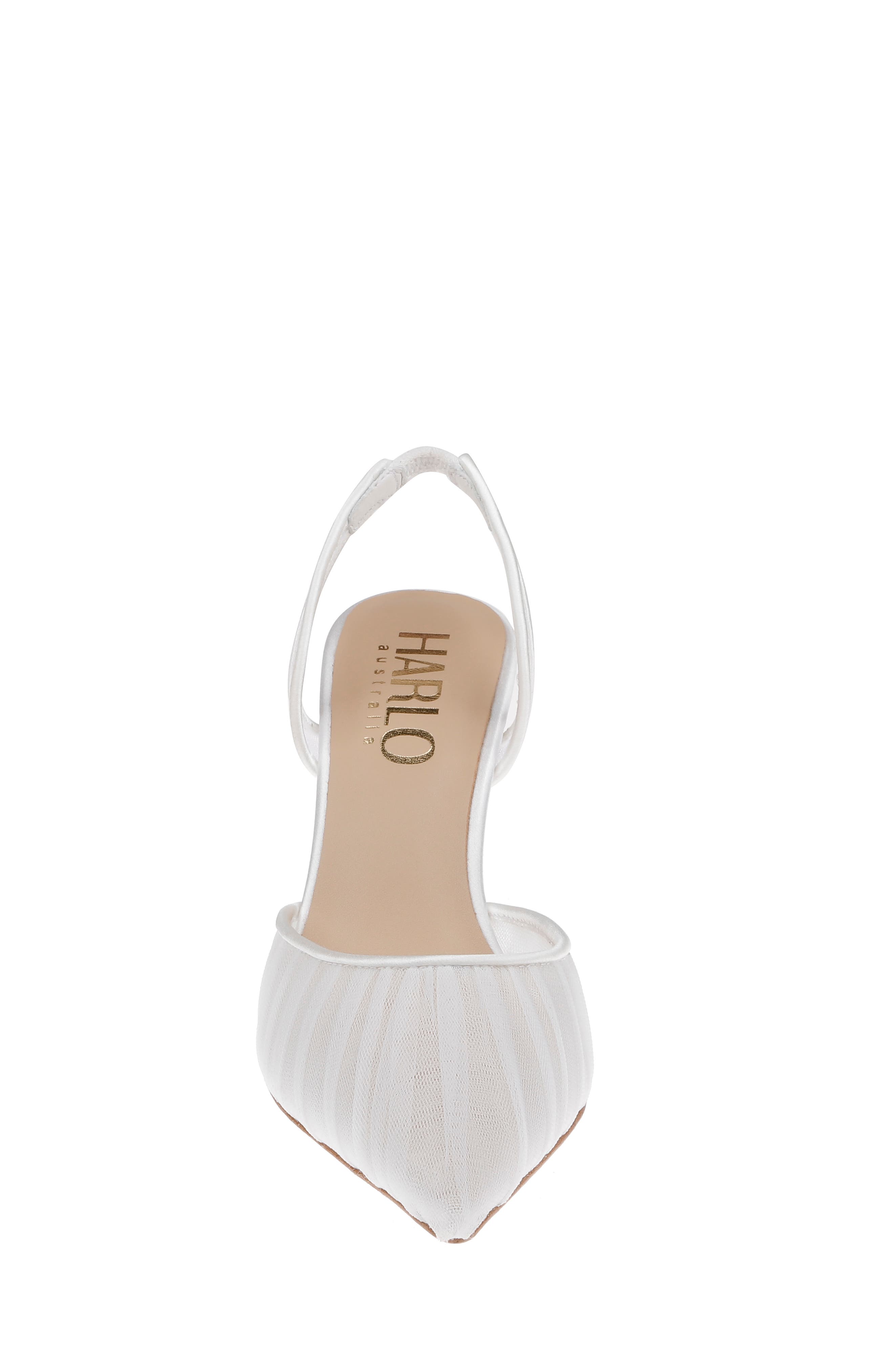 HARLO Australia Gigi Tulle - Pleated Tulle Bridal Slingback, Alternate, color, Soft White Satin
