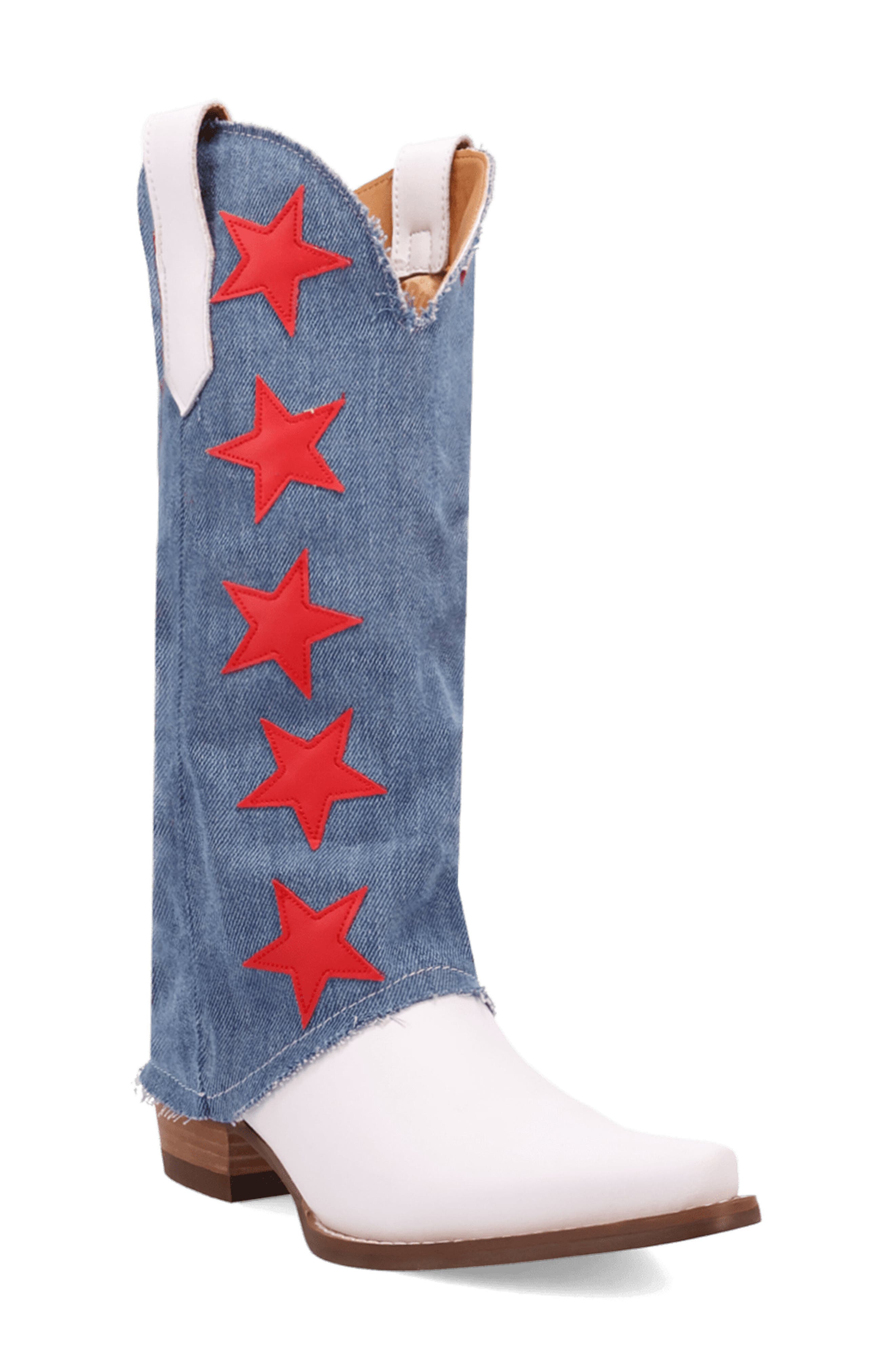 Glory Days Denim Star Appliqué Western Boot, Main, color, BLUE/ WHITE MULTI