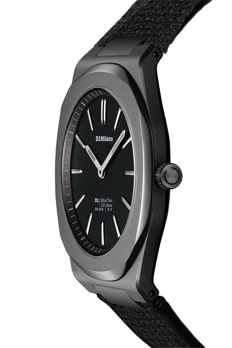Ultra Thin Kevlar® Strap Watch, 39mm, Alternate, color, BLACK