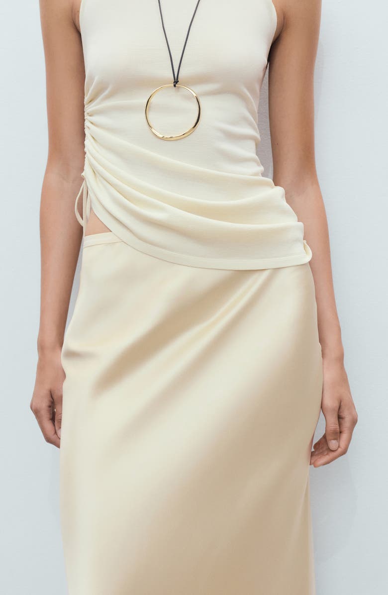 MANGO Mia Satin Midi Skirt, Alternate, color, Pastel Yellow