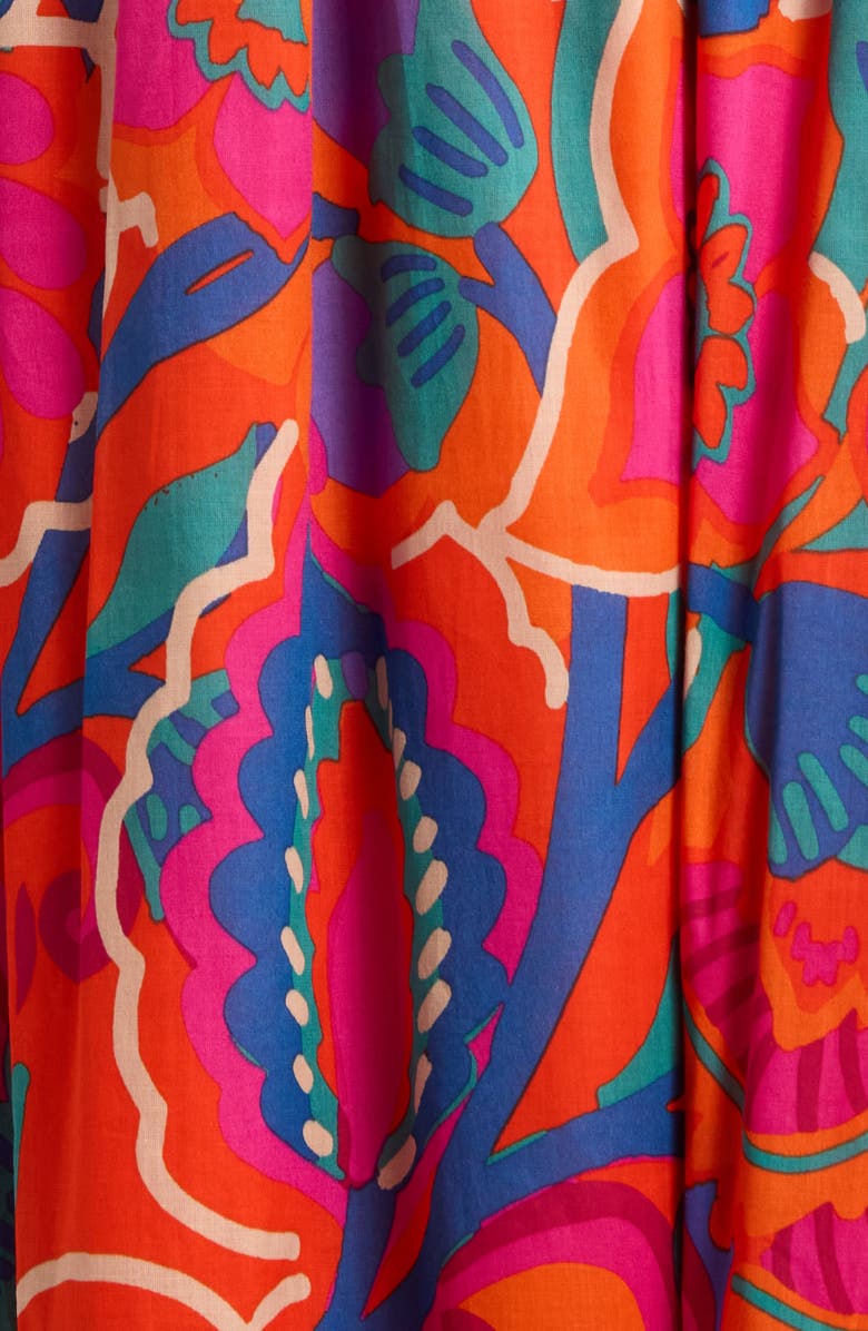 SUGARLIPS Ranchero Sunfire Floral Tiered Midi Dress, Alternate, color, Red-Multi