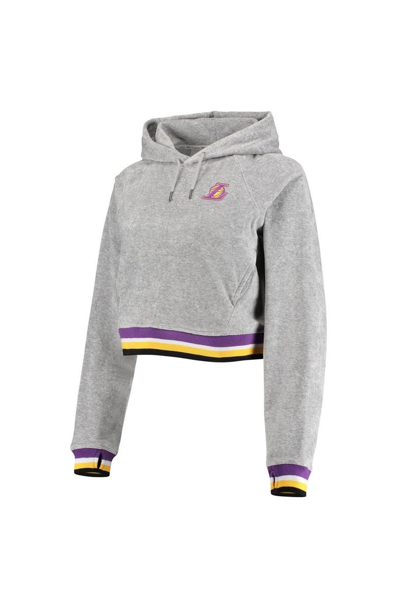 LUSSO Women's Lusso Gray Los Angeles Lakers Maisie-Maggie Velour Pullover Hoodie & Jogger Pants Set, Alternate, color, Gray