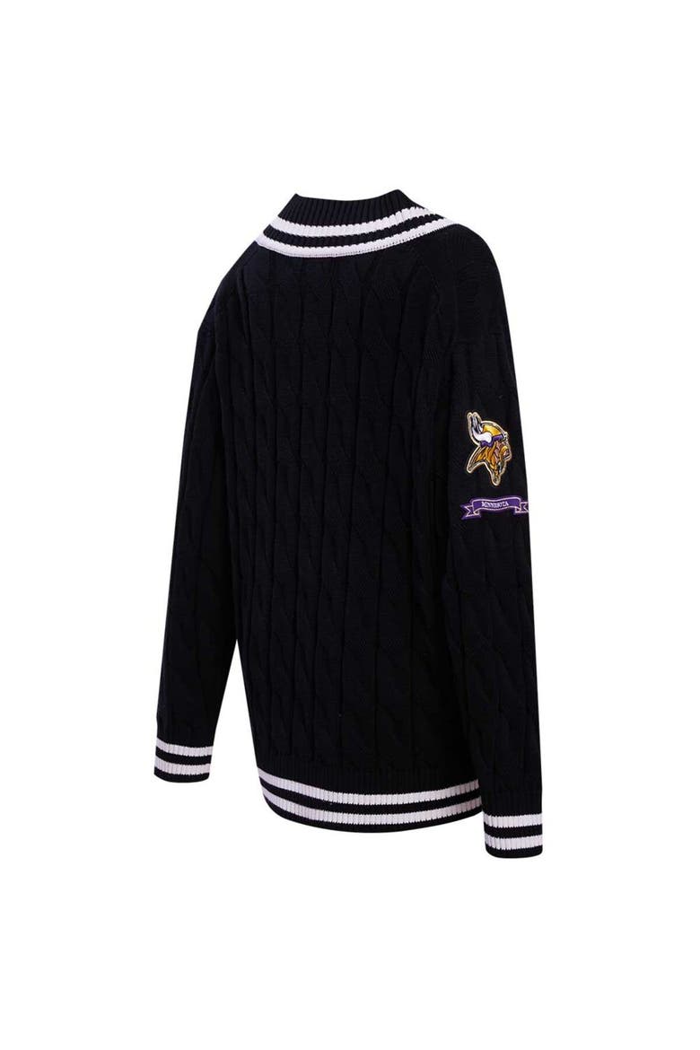 Women's Pro Standard  Black Minnesota Vikings Prep V-Neck Pullover Sweater, Alternate, color, Black