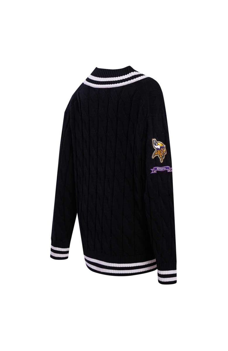 PRO STANDARD Women's Pro Standard  Black Minnesota Vikings Prep V-Neck Pullover Sweater, Alternate, color, 