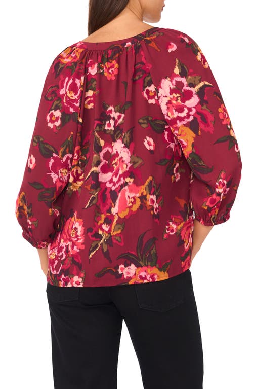 Vince Camuto V-neck Puff Sleeve Blouse In Burgundy