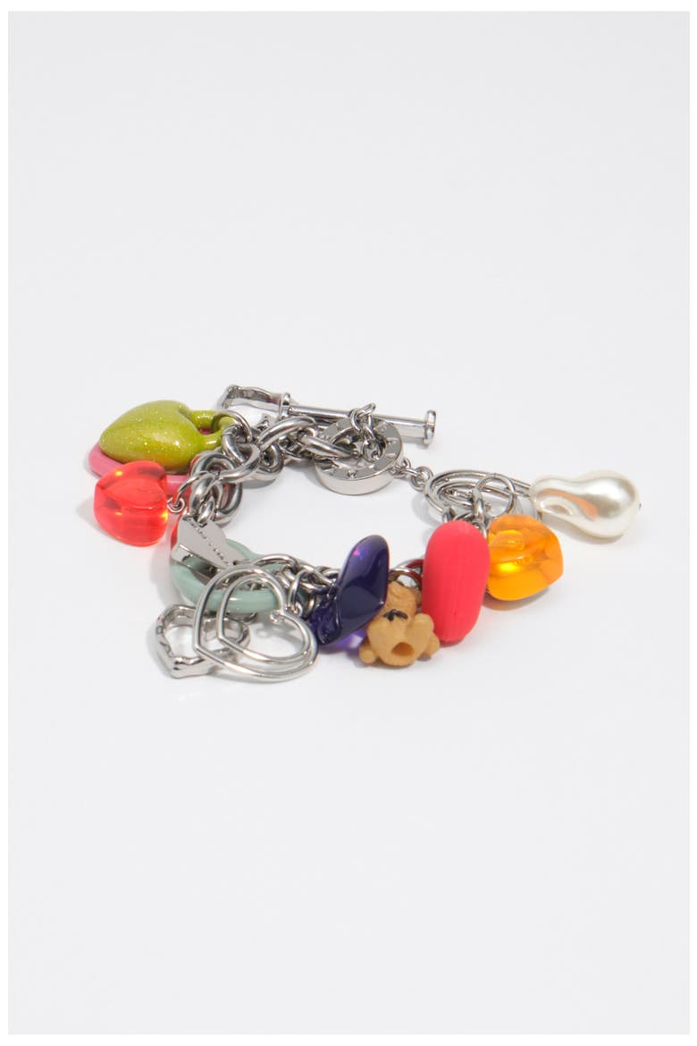 Heart Multicharm Bracelet, Main, color, DARK SILVER