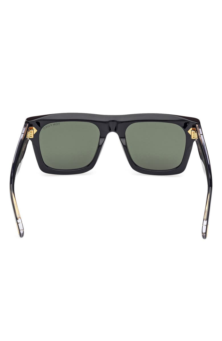 TOM FORD Icon 53mm Square Sunglasses, Alternate, color, Shiny Black / Green