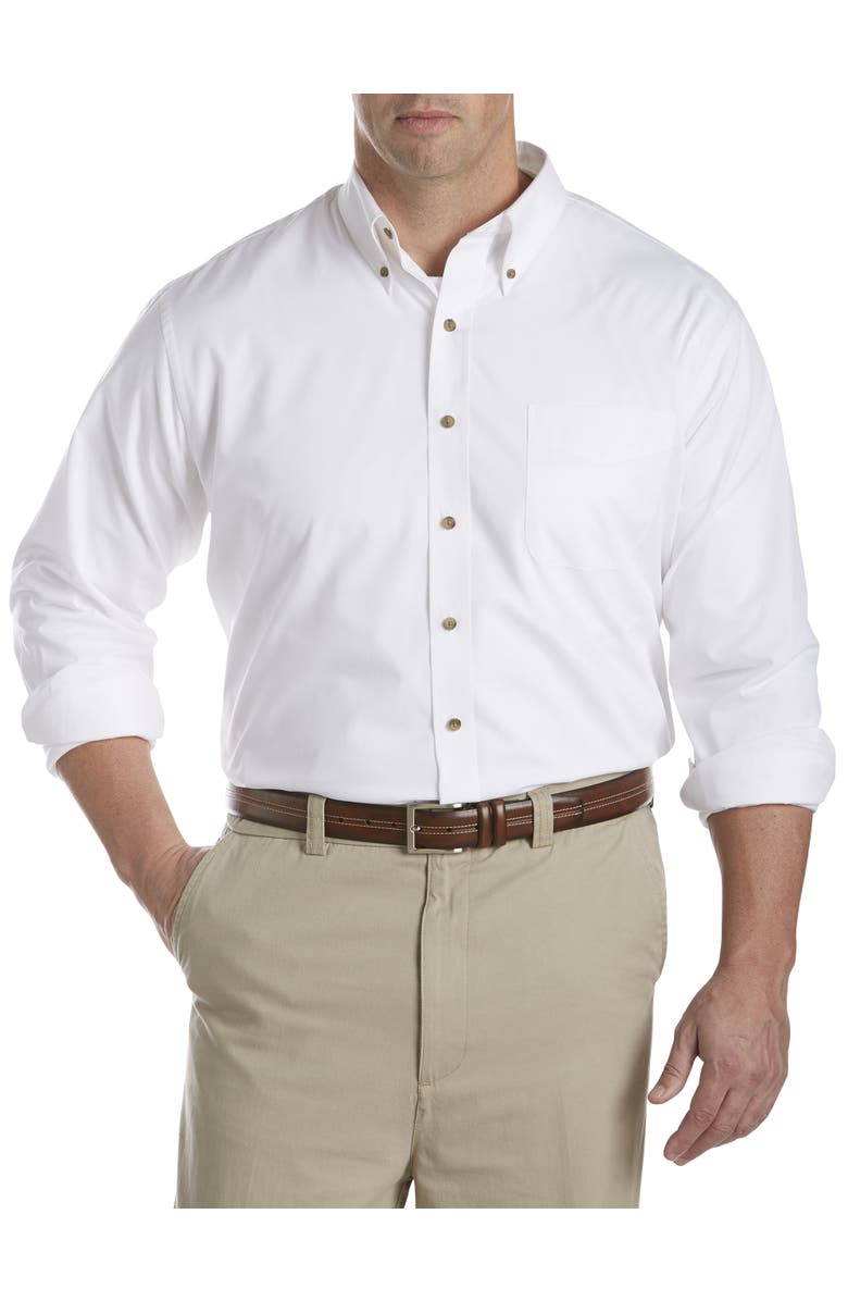 Harbor Bay by DXL Big & Tall Easy-Care Solid Sport Shirt, Main, color, White
