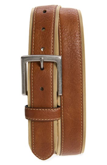 Nordstrom Rack Leather & Canvas Belt In Brown