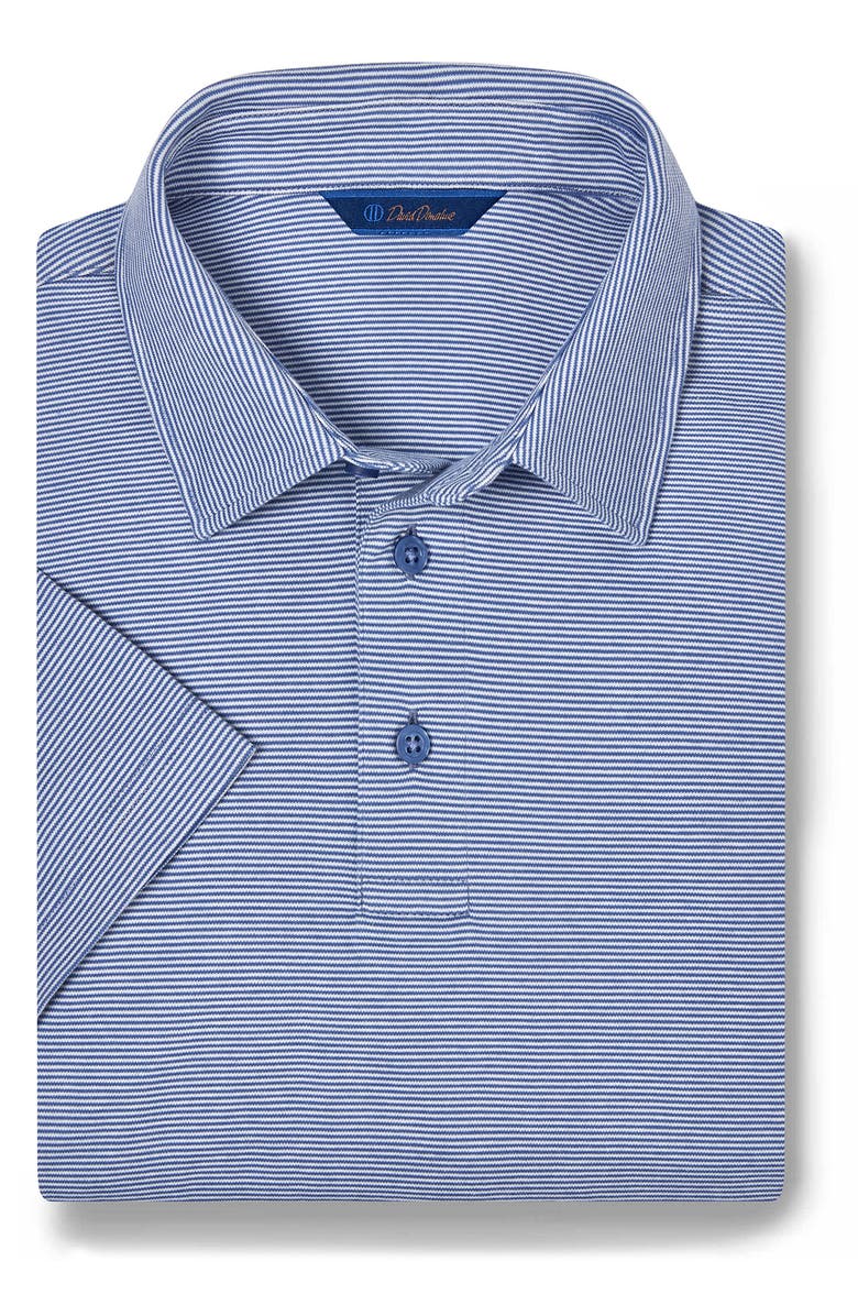 David Donahue Stripe Interlock Cotton Polo, Main, color, Denim