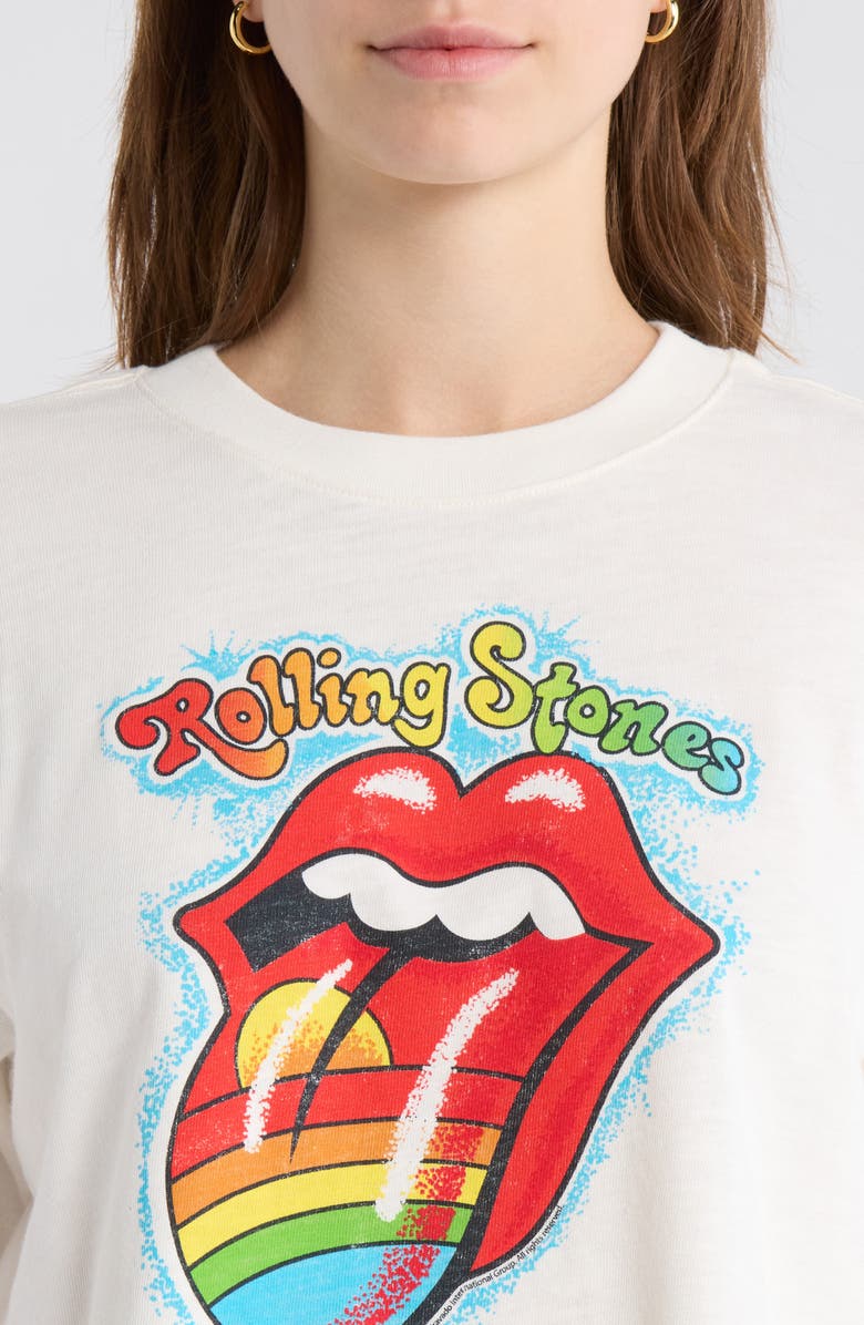 Junk Food Hot Lips Rainbow Crop Graphic T-Shirt, Alternate, color, White