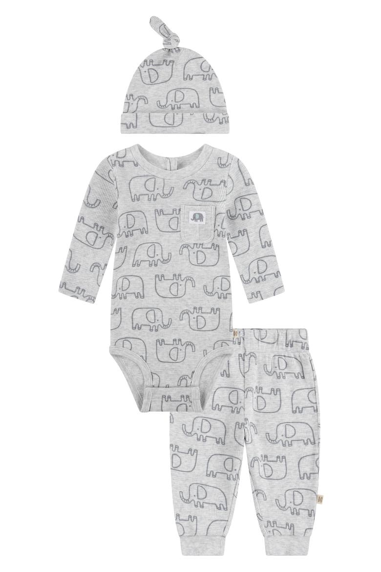 Elephant Bodysuit, Joggers & Hat Set, Main, color, GFGHUGGIES