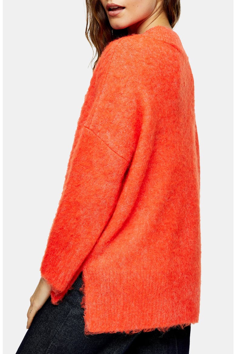 Brushed V-Neck Sweater, Alternate, color, ORANGE