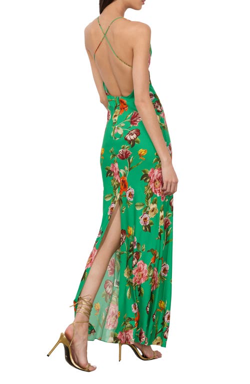 Alice And Olivia Paloma V Nk Cami Maxi Slip Dress Hamptons Floral In Green