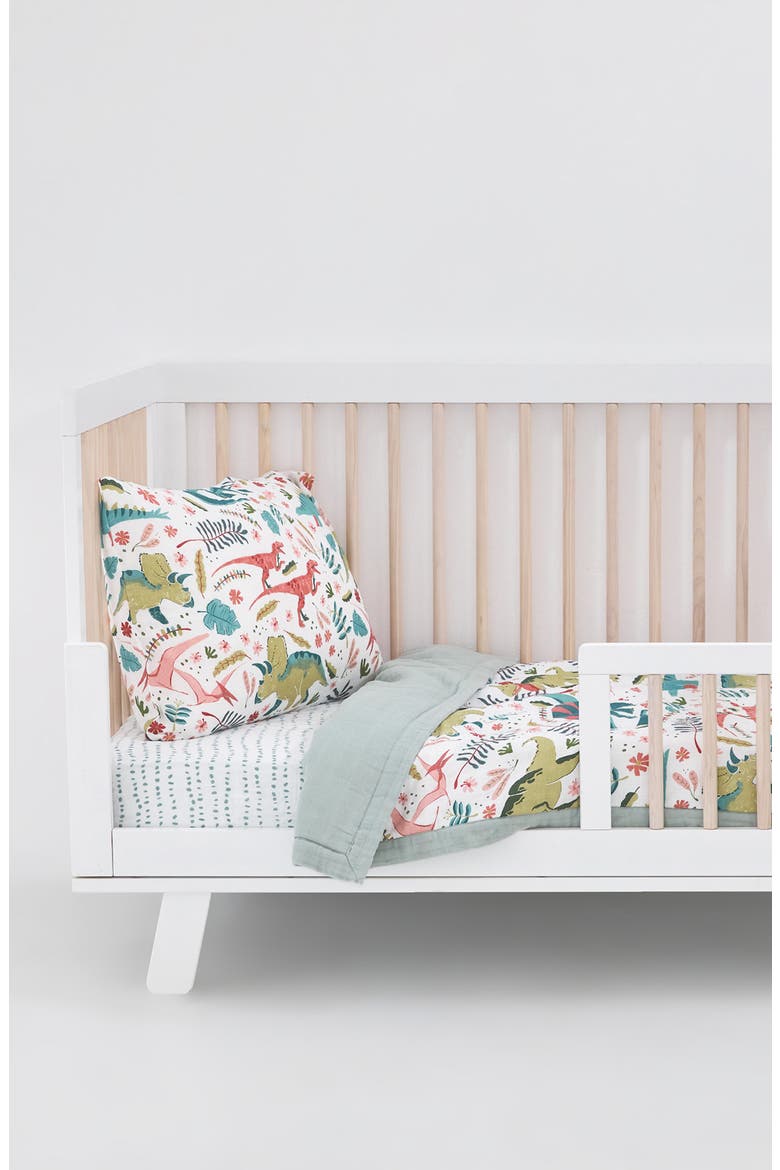 Toddler Cotton Muslin Bedding Set, Alternate, color, PINK DINOS