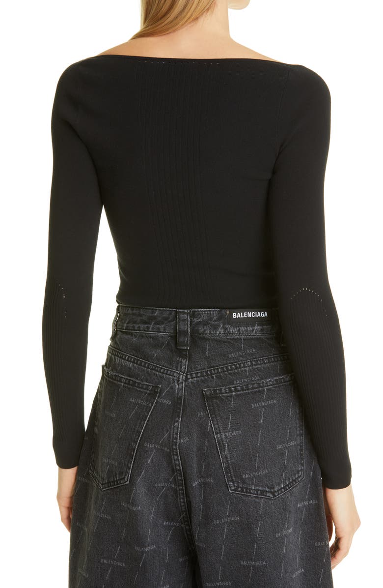 Balenciaga Sweetheart Neck Knit Top, Alternate, color, 