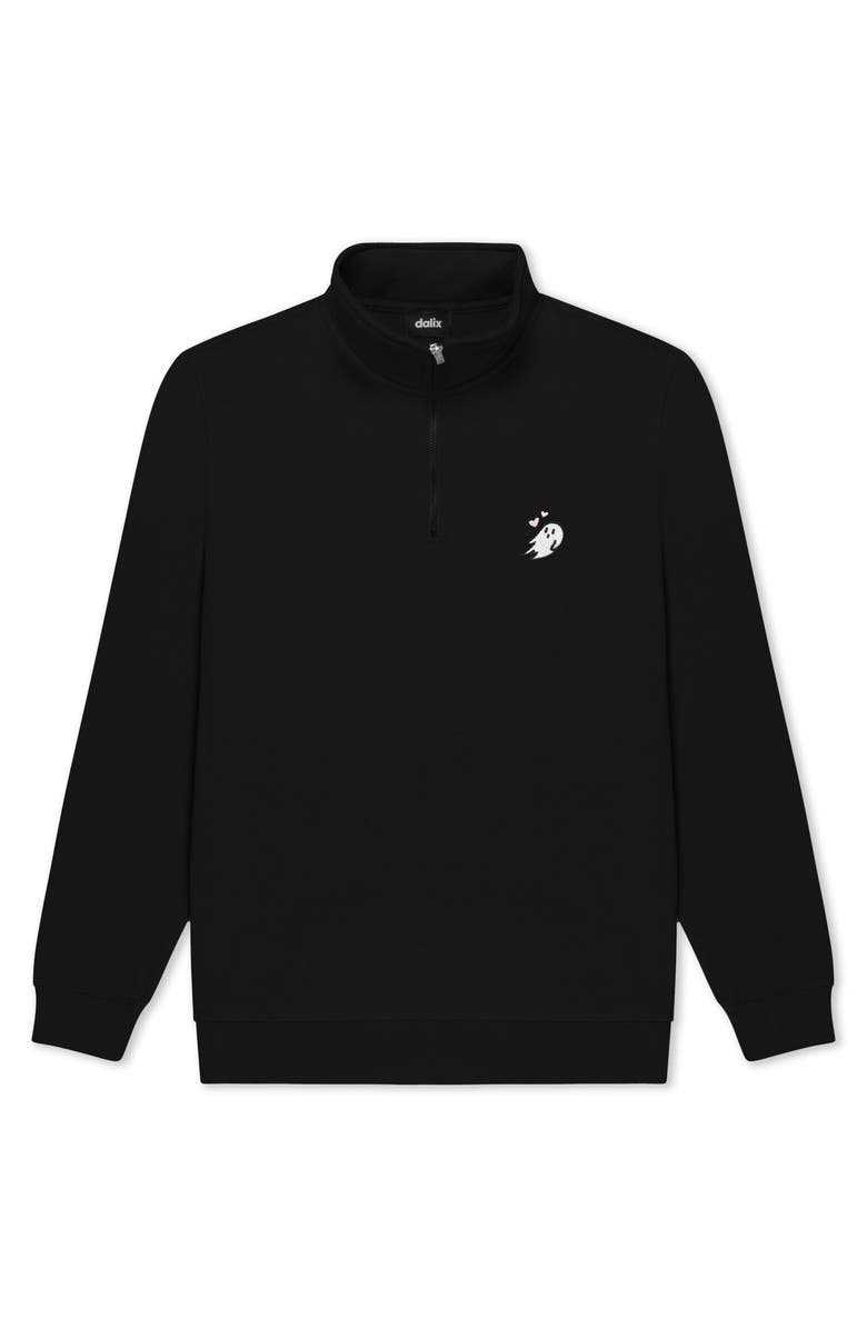 Dalix Womens Heartly Ghost Quarter Zip Pullover, Main, color, Black