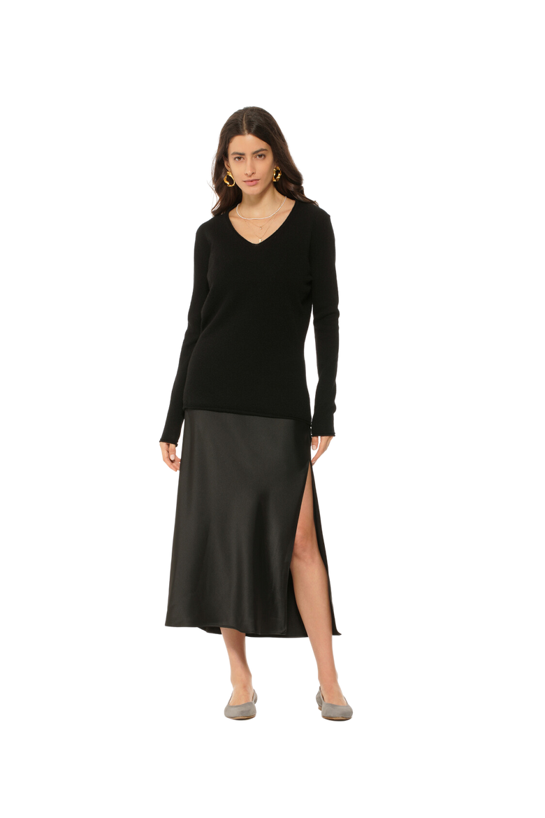 Ultra-Light Cashmere V-Neck Sweater, Alternate, color, Black