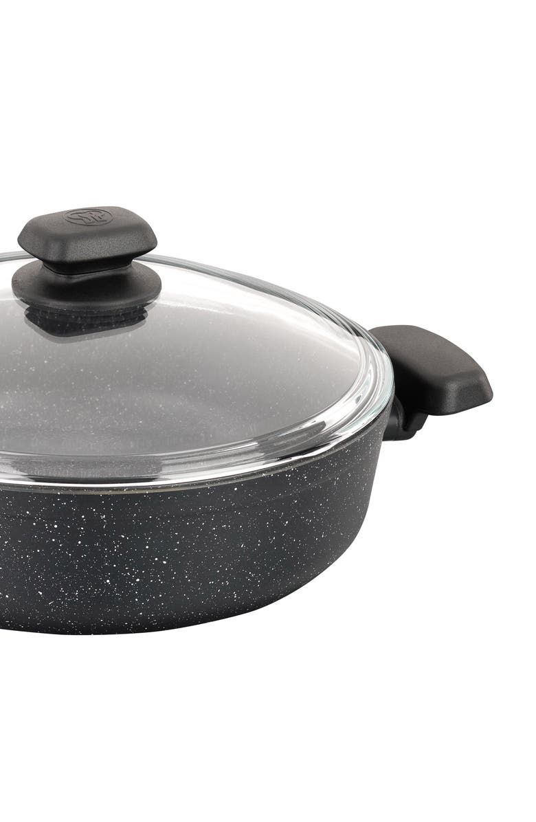 Korkmaz Ornella Non Stick 9.5 Inch 2.5 Liter Low Casserole with Lid, Alternate, color, Black